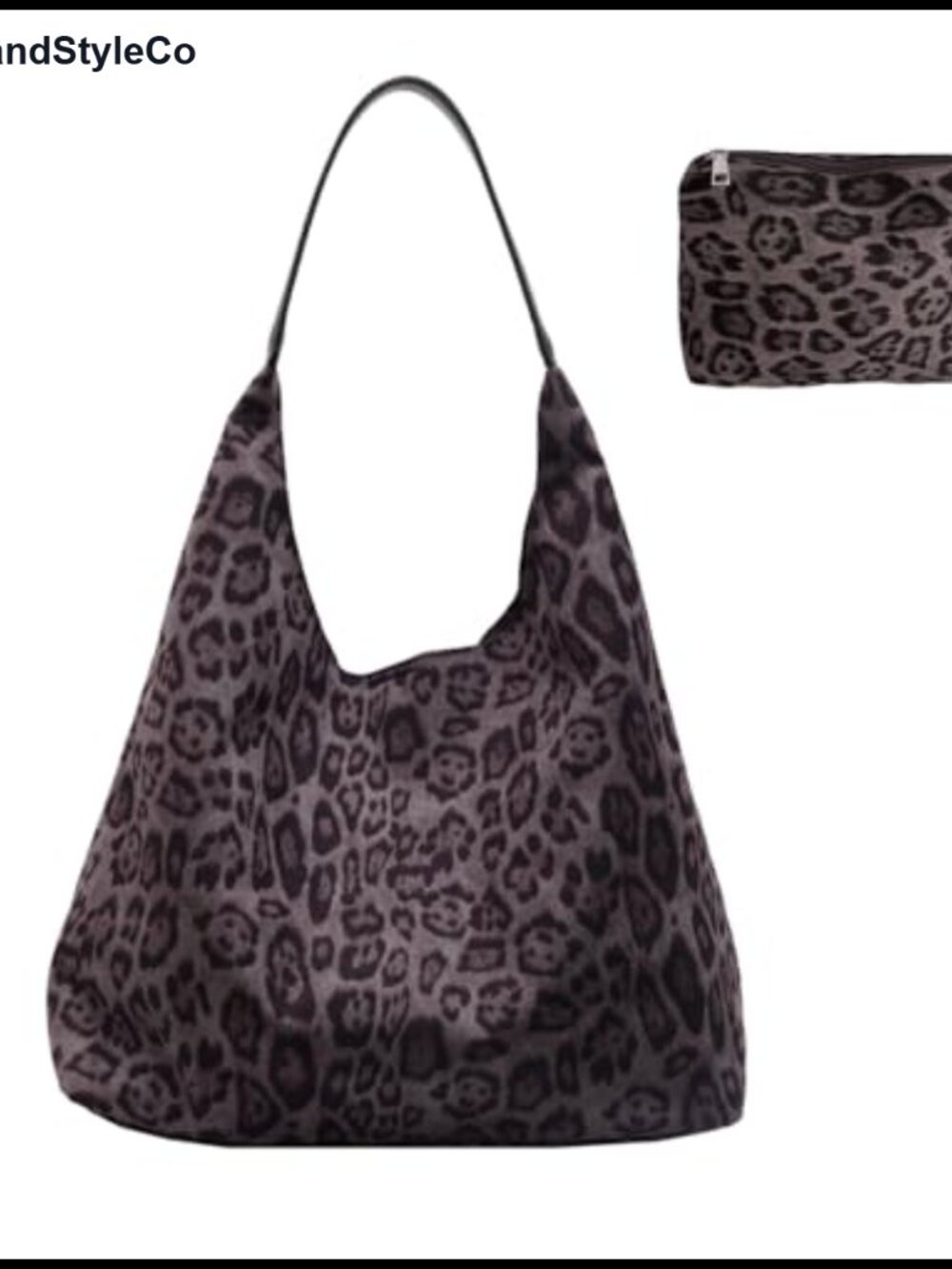 Leopard Print Faux Suede Hobo Tote Bag Large Capacity Shoulder Bag